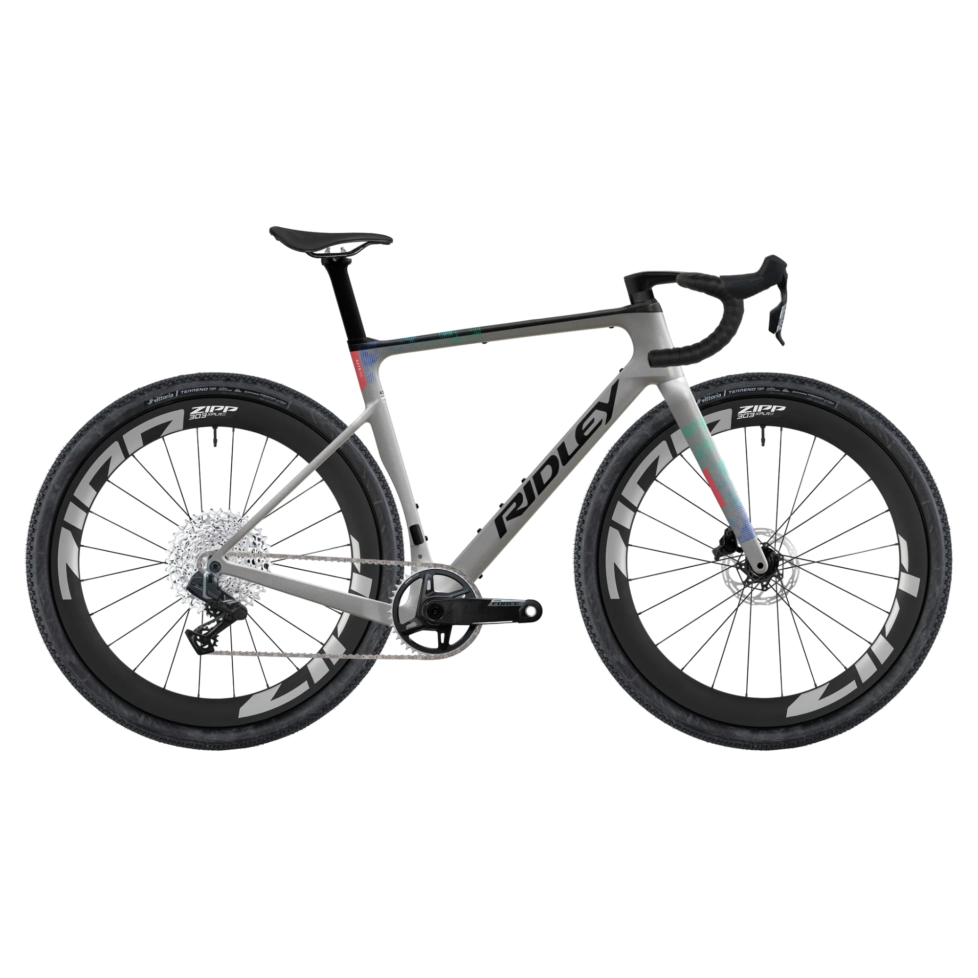 ridley-astr-rs-force-xplr-1×13-silver-black-neon-blue-green Ridley Astr RS, SRAM Force XPLR 1x13, Silver/Black/Neon Blue-Green