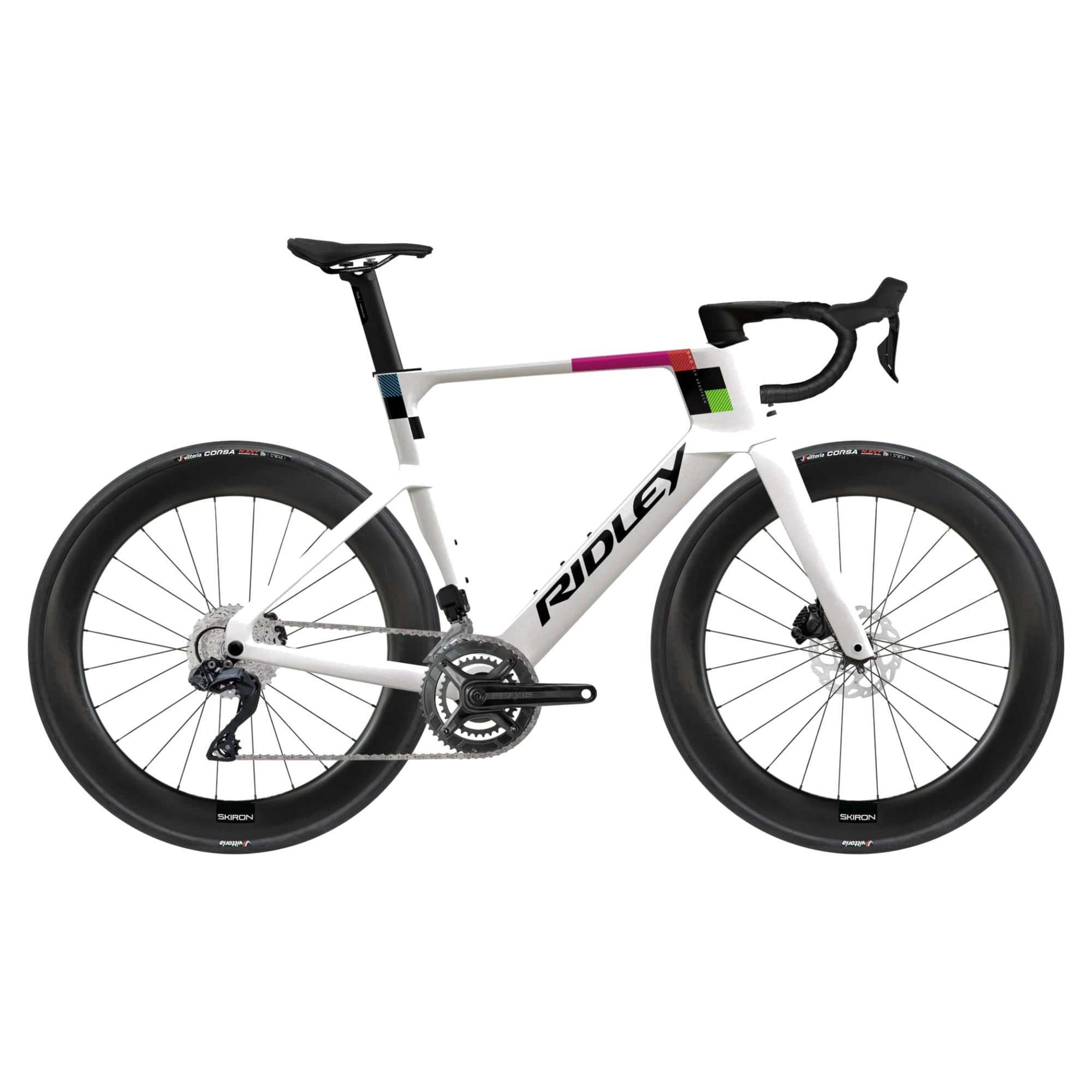 ridley-e-noah-105-di2-2×12-pearl-white-black Ridley E-Noah, Shimano 105 Di2 2x12, Pearl White/Black